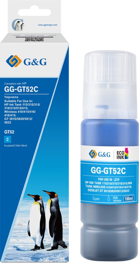 Чернила G&G GG-GT52C (100мл, голубой)
