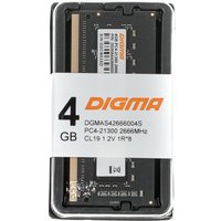Оперативная память Digma 4ГБ DDR4 SODIMM 2666 МГц DGMAS42666004S