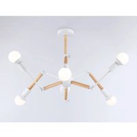 Подвесная люстра Ambrella light Traditional TR80485/6 WH/LW (белый/светлое дерево)