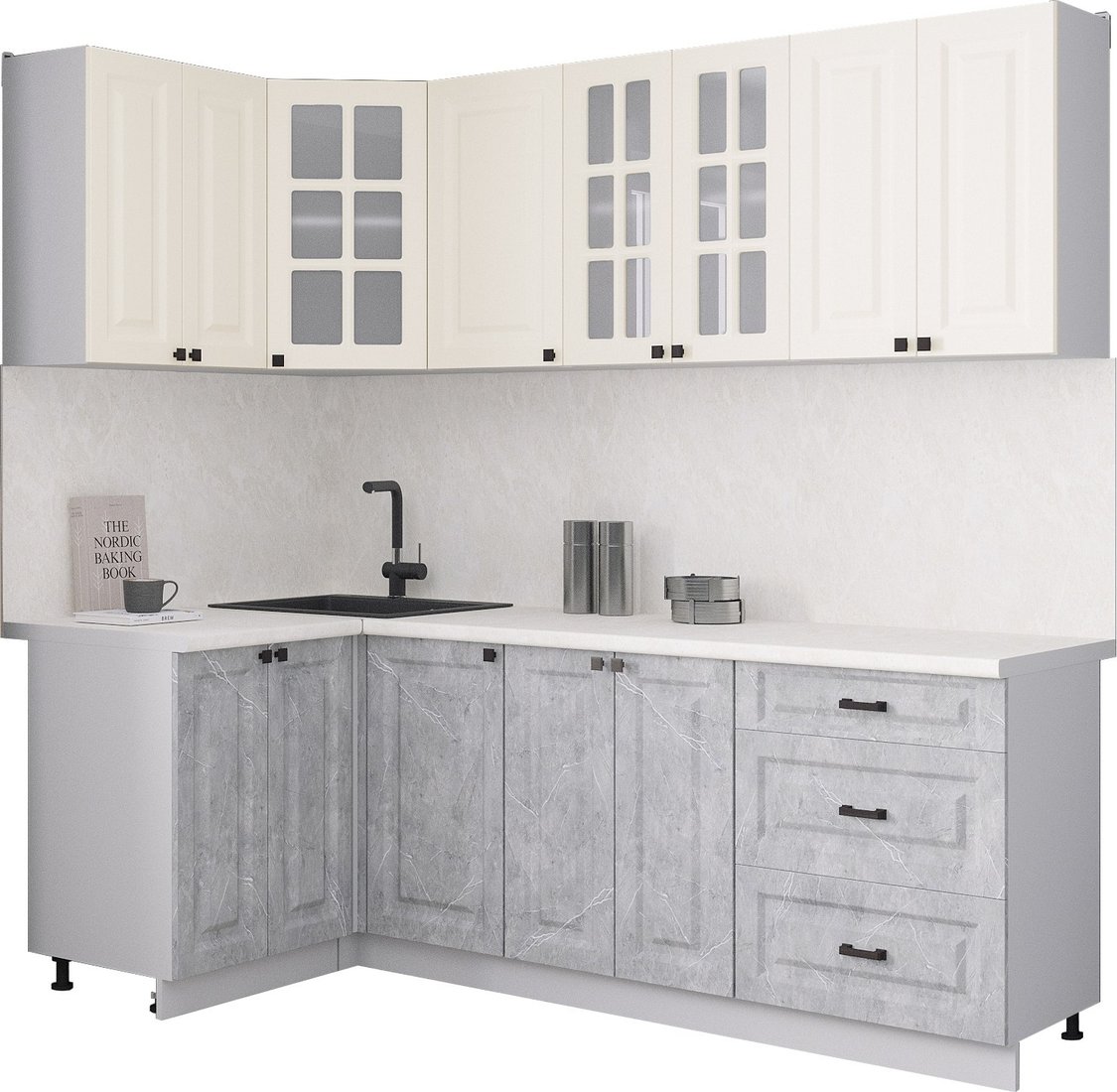 

Готовая кухня Интерлиния Мила Деко 1.2x2.2 (керамика/белый/опал светлый)