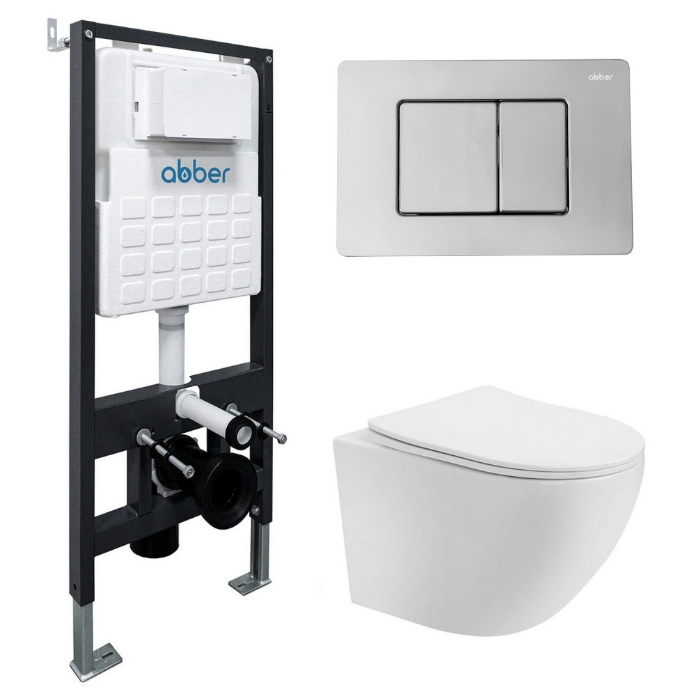 

Унитаз подвесной Abber Bequem AC1100T-AC0105-AC0120 (с кнопкой смыва)