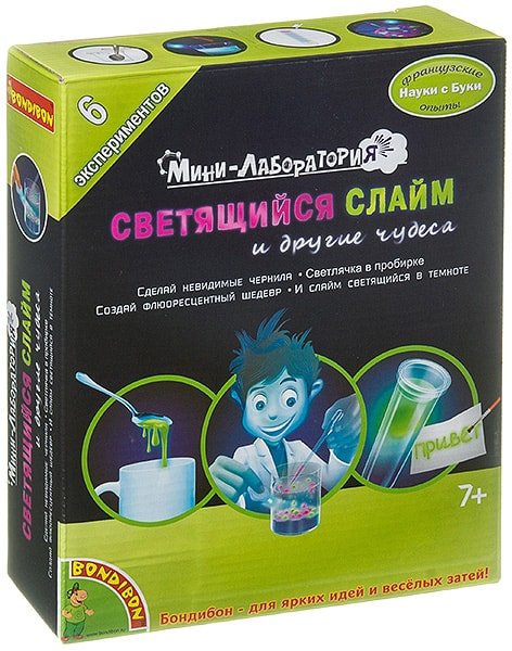 

Набор для опытов Bondibon Науки с Буки Светящийся слайм и другие чудеса ВВ3718