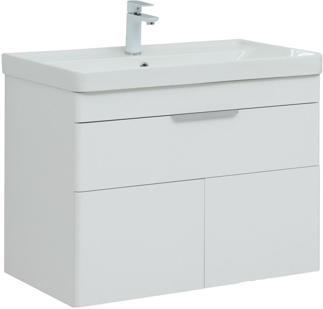 

Aquanet Тумба с умывальником Ирис new 80 312430 (белый глянец)