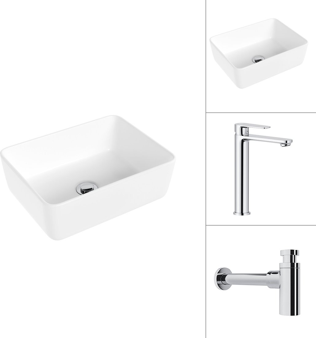 Умывальник Lauter 21674B + Moon 21СK81691C с сифоном 21635CH (хром)