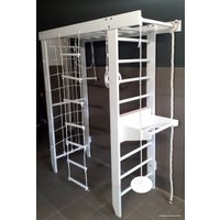 Детский спортивный комплекс Ecodrev Крепыш П-образный с турником, сеткой (белый, базовый)