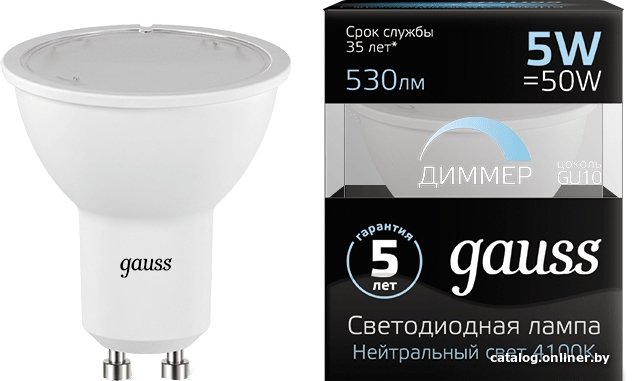 Светодиодная лампочка Gauss LED MR16 GU10 5 Вт 4100 К 101506205-D
