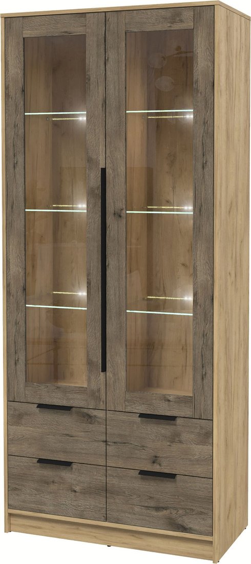 

Шкаф-витрина Интерлиния Концепт КТ-ШВ2 с подсветкой (дуб веллингтон/дуб золотой)