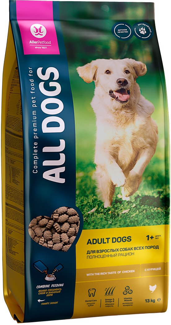 

Сухой корм для собак All Dogs для взрослых с курицей 13 кг