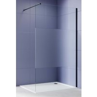 Душевая стенка Aquatek Walk in с держателем 90x200 AQ.WI.090.3BL (черный/прозрачное с матовой полосой)