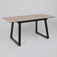Кухонный стол Lepremo AV 1208 HPL+МДФ раздвижной 1200-1600x800 (дуб делано натуральный/черный)