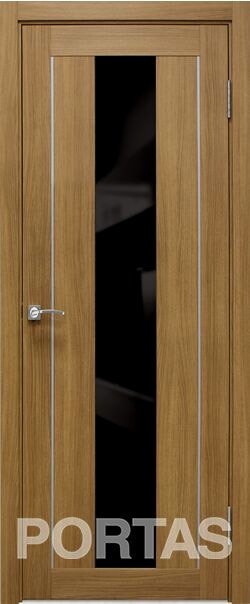 

Межкомнатная дверь Portas S25 70x200 (орех карамель, стекло lacobel черный лак)