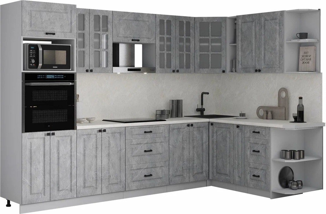 

Готовая кухня Интерлиния Мила Деко 1.88x3.0 PR (керамика/керамика/опал светлый)