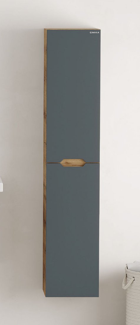 Onika Шкаф-пенал для ванной Айленд 30 403085 (графит/дуб крафт золотой)