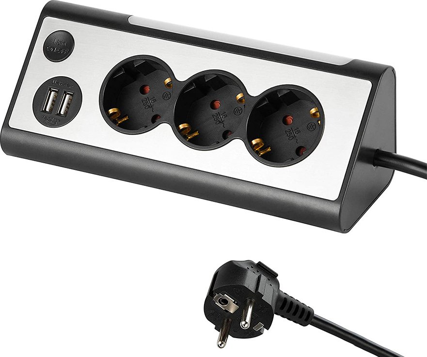 

Удлинитель Electraline 62512 (1.5 м, серебристый/черный)