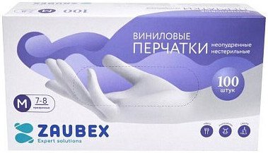 

Виниловые перчатки Zaubex 9122525 (M, 100 шт)