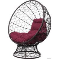 Кресло M-Group Кокос на подставке 11590202 (коричневый ротанг/бордовая подушка)