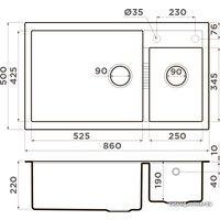 Кухонная мойка Omoikiri Tedori 86-2-LB GR (leningrad grey)