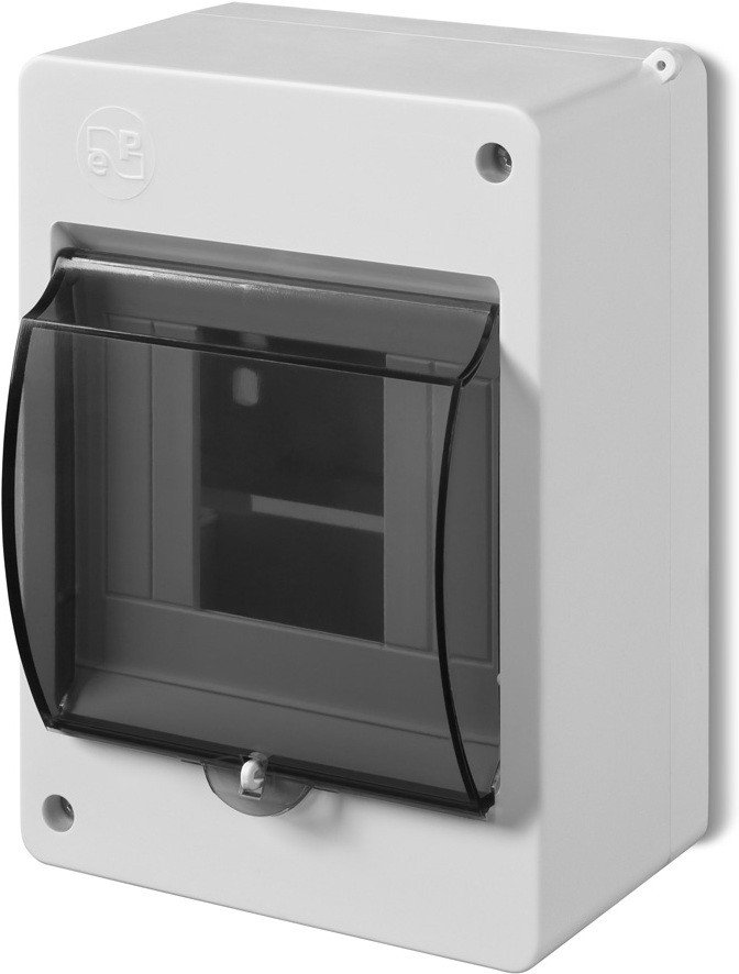 

Бокс пластиковый Elektro-Plast Mini S-4, 4M, без клемм, дымчатая дверца, 140x95x66mm, IP20