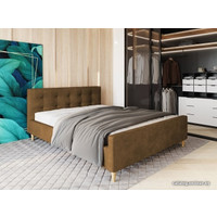 Кровать Настоящая мебель Pinko 160x200 (вельвет, с ПМ, коричневый)