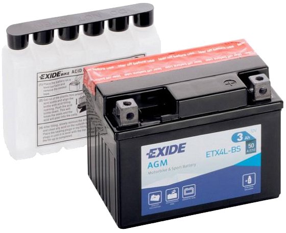 

Мотоциклетный аккумулятор Exide ETX4L-BS (3 А·ч)