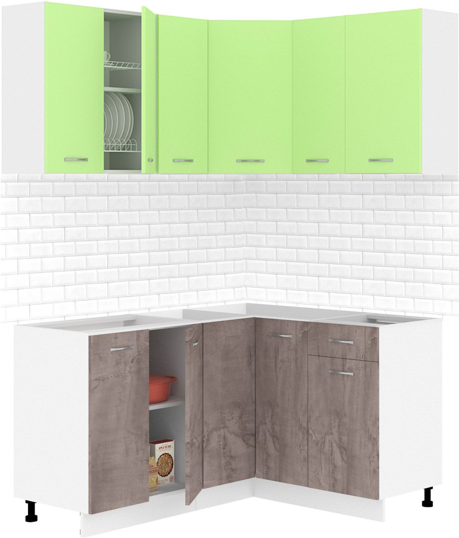 

Готовая кухня Кортекс-мебель Корнелия Лира 1.5x1.3 без столешницы (зеленый/оникс)