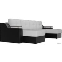 П-образный диван Лига диванов Сенатор 28918 (экокожа, белый/черный)