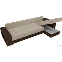 Угловой диван Лига диванов Дубай 105798 (правый, микровельвет, бежевый/коричневый)
