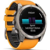 Умные часы Garmin Fenix 8 Sapphire 51мм (титановый, оранжевый силиконовый ремешок)