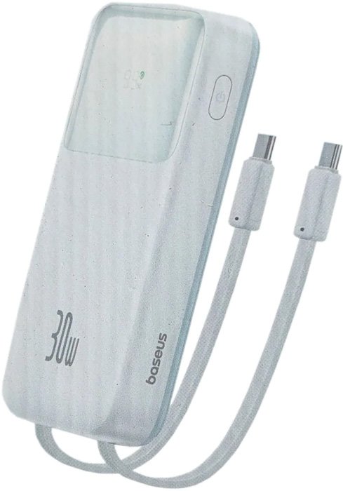 

Внешний аккумулятор Baseus Comet Series Dual-Cable Digital Display Fast Charge Power Bank 30W 10000mAh (белый)