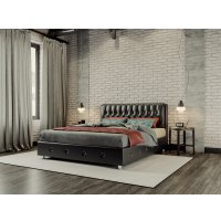 Кровать Мебель-АРС Граф 160 (экокожа черная)