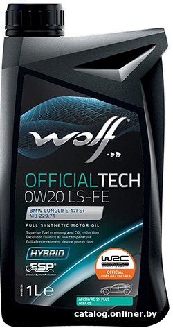 Моторное масло Wolf OfficialTech 0W-20 LS-FE 1л