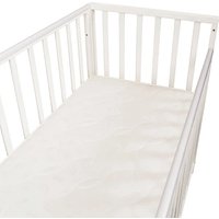 Классическая детская кроватка Indigo Norden универсальный маятник+колеса, ящик (массив березы, белый)