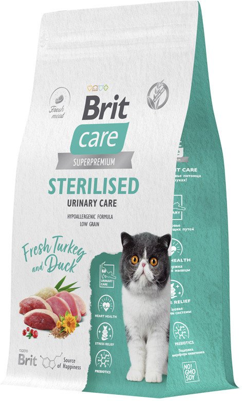 Сухой корм для кошек Brit Care Cat Sterilised Urinary Care с индейкой и уткой 1.5 кг