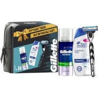 Подарочный набор Gillette Mach3 1 сменная кассета + пена для бритья 100 мл + шампунь Head&Shoulders 90 мл + косметичка