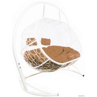 Подвесной диван M-Group Лежебока 11180101 (с белым ротангом/бежевая подушка)
