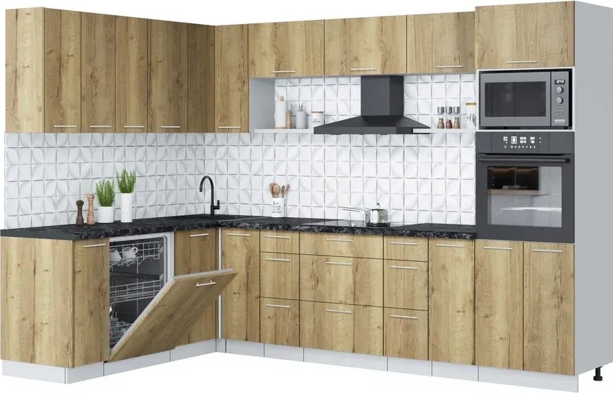 

Готовая кухня Интерлиния Мила Лайт 1.896х2.98-2 (дуб золотой/дуб золотой/кастилло темный)