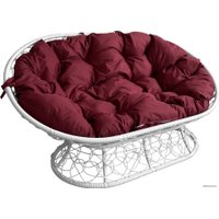 Садовый диван M-Group Мамасан 12110102 (белый ротанг/бордовая подушка)