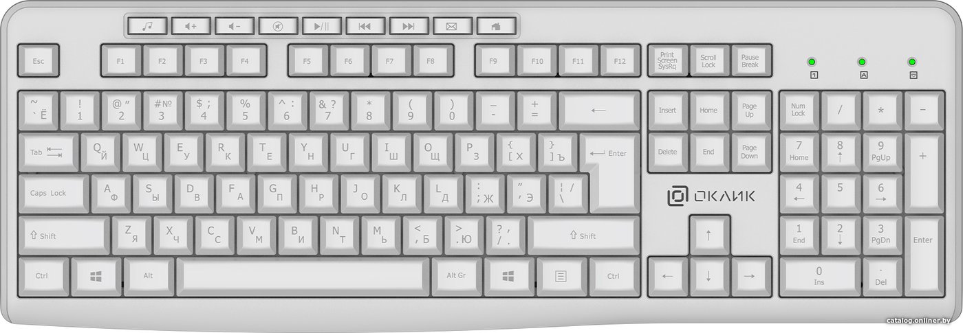 Клавиатура Оклик K225W (белый)