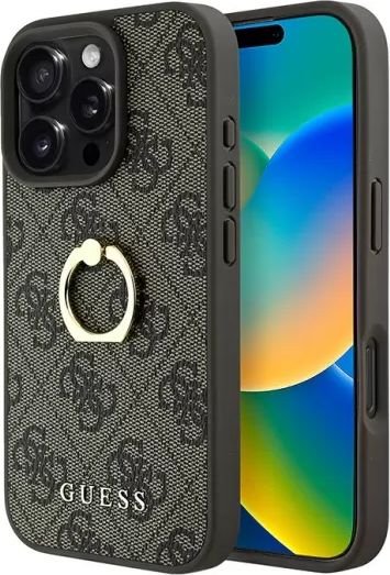 

Чехол для телефона Guess PU 4G + Ring для iPhone 16 Pro GUHCP16L4GMRBR