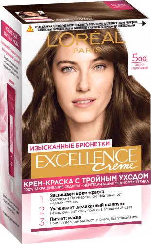 

Крем-краска для волос L'Oreal Excellence 5.0 Светло-каштановый