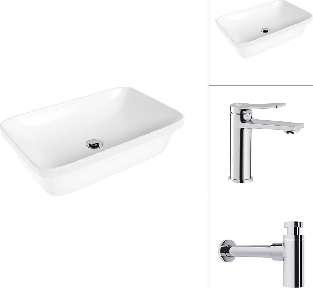 

Умывальник Lauter 21370 + Silk 21CK572С с сифоном 21635CH (хром)