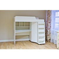 Кровать-чердак Красная звезда Р440 Капризун 5 со шкафом 180x80 (белый)