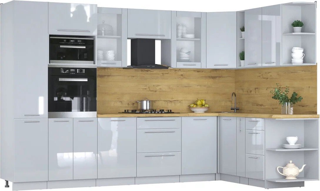 

Готовая кухня Интерлиния Мила Пластик 1.88x3.2 PR (туманный глянец/туманный глянец/дуб бунратти)