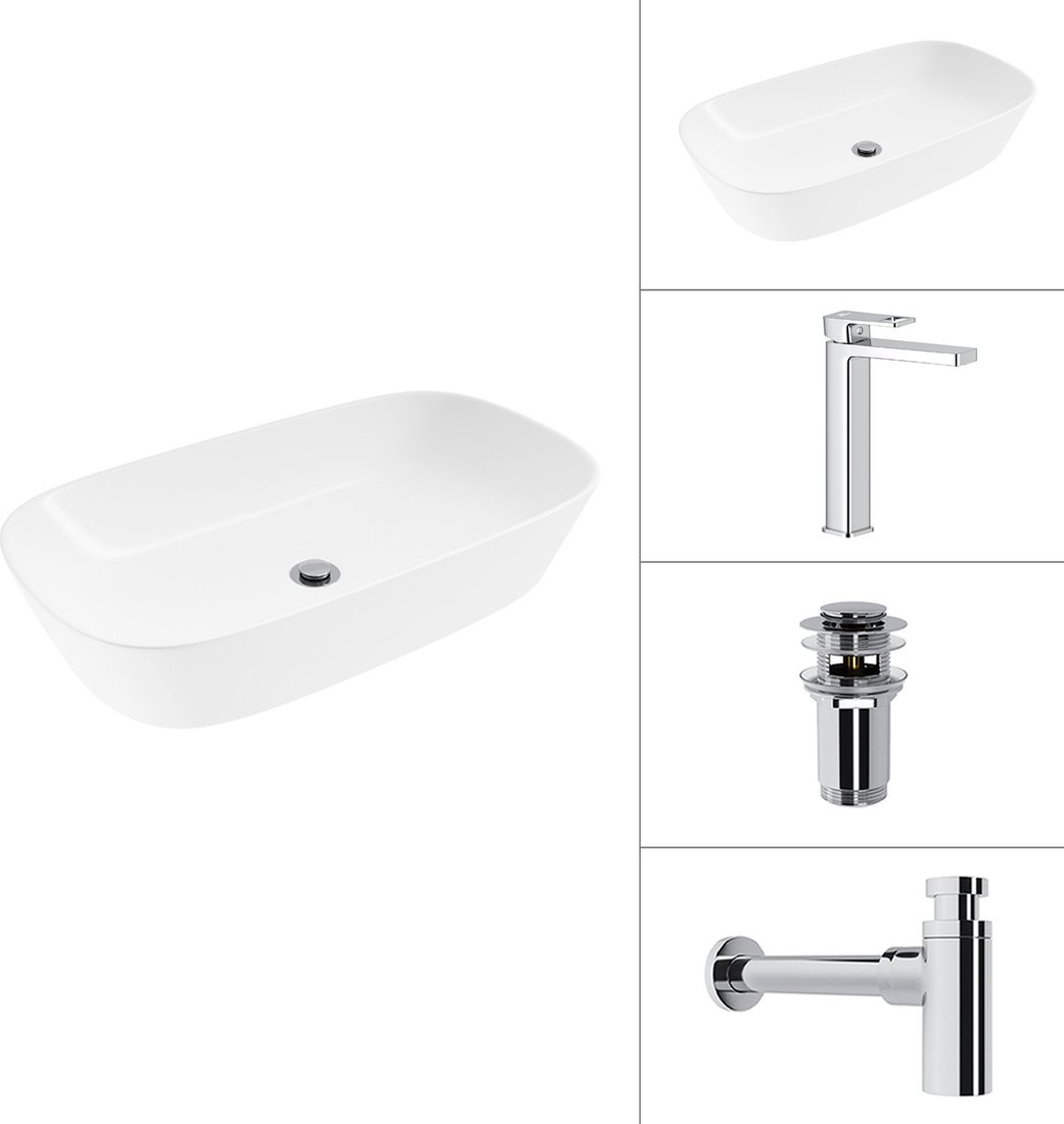 Умывальник Lauter 21393-70 + Cascade 21СК0655C + сифон 21635CH +дон.клапан 21190CH (хром)