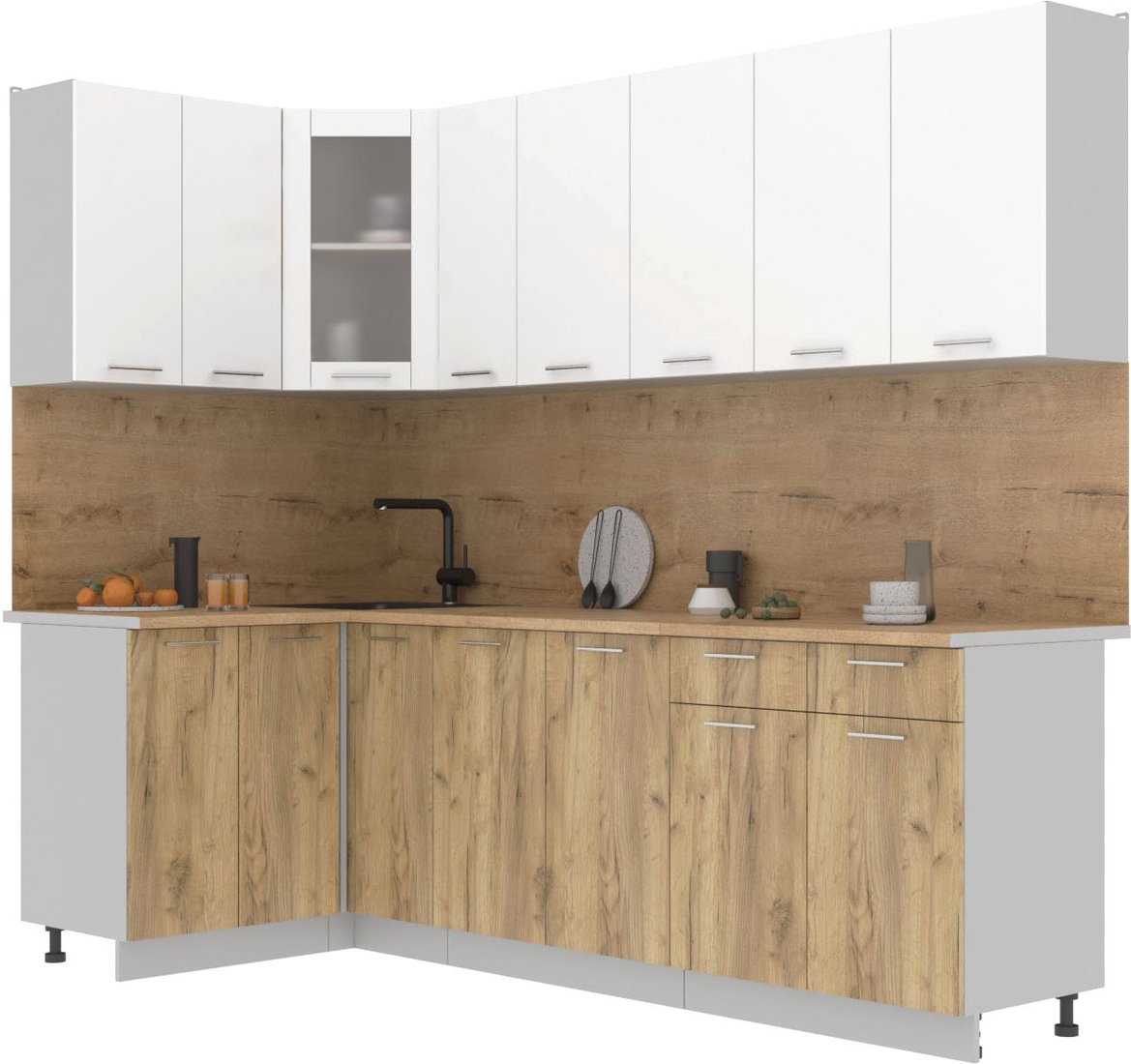 

Готовая кухня Интерлиния Мила 12x25 (белый платинум/дуб золотой/дуб бунратти)