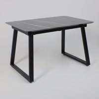 Кухонный стол Lepremo AV 1208 HPL+МДФ раздвижной 1200-1600x800 (черный тунис/черный)