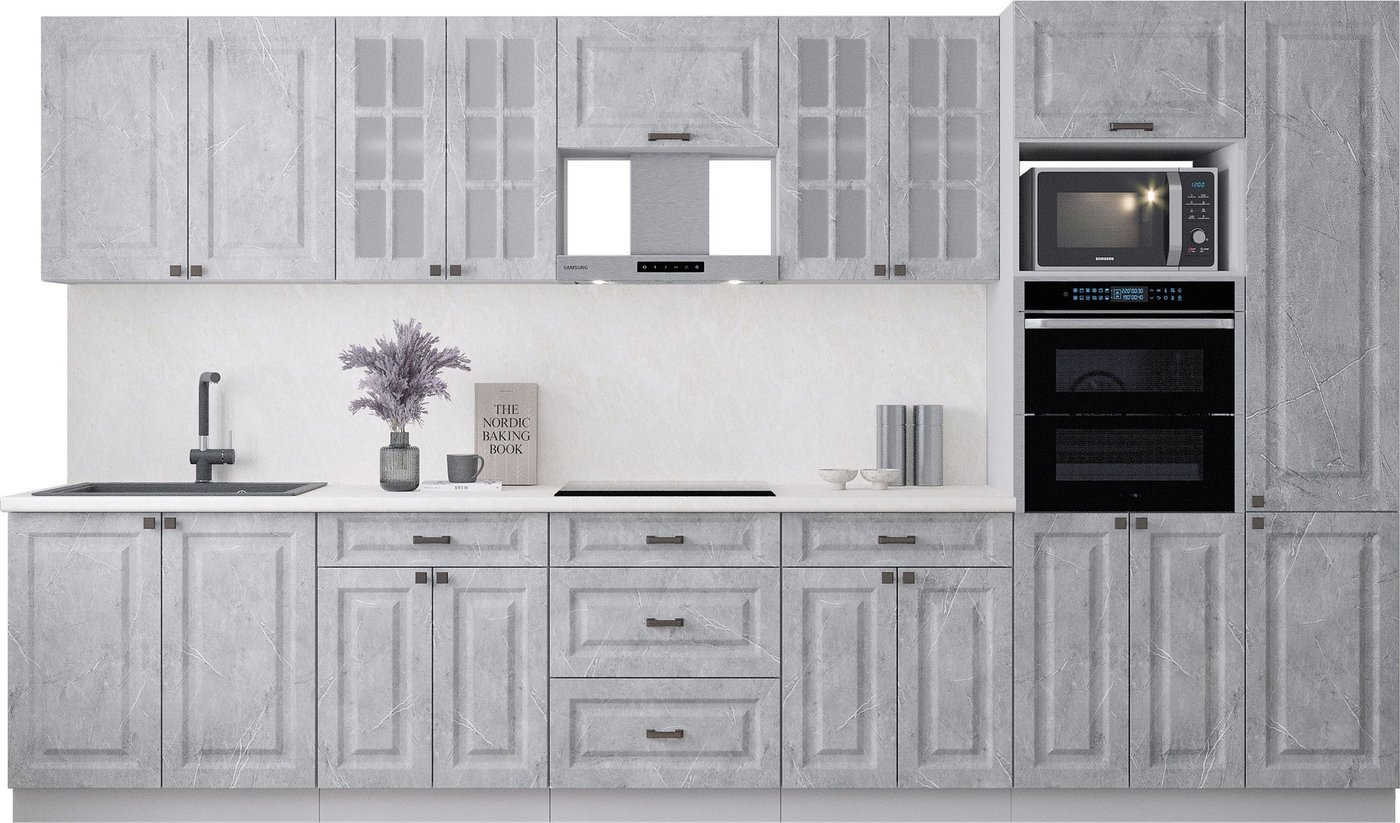 

Готовая кухня Интерлиния Мила Деко 3.6 (керамика/керамика/опал светлый)