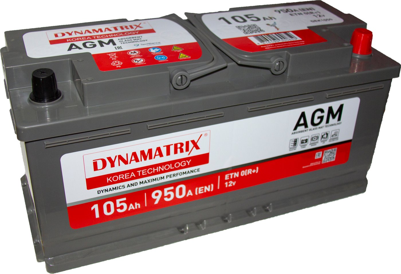 

Автомобильный аккумулятор Dynamatrix AGM DEK1050 950A (105 А·ч)