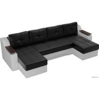 П-образный диван Лига диванов Сенатор 28922 (экокожа, черный/белый)