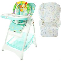 Высокий стульчик ForKiddy Podium Toys 0+ (два чехла +х/б вкладыш, бирюзовый)